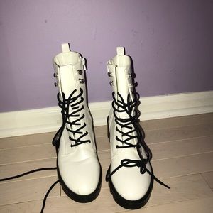 White combat boots